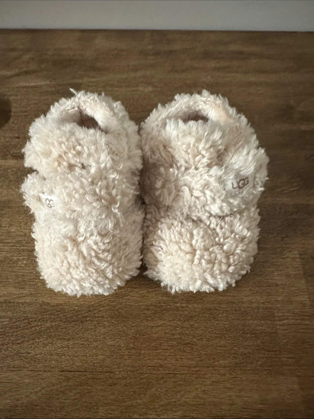 UGG Plush Shearling Crossover Slide in Light Cream